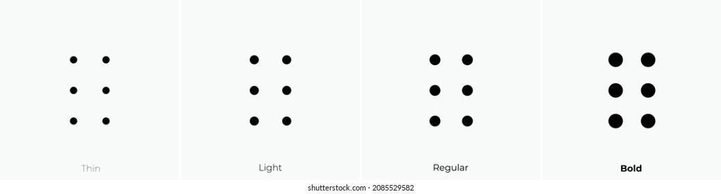 dots six vertical icon. Thin, Light Regular And Bold style design isolated on white background