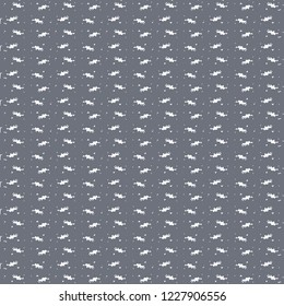 Dots and small white feathers on blue background. Textile pattern. Vector illustration.