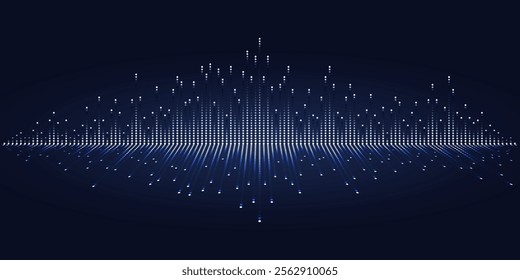 Dots sound wave music equalizer beats or data transfer. Digital technology background.