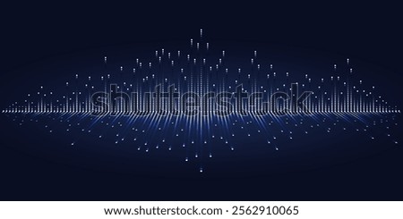 Dots sound wave music equalizer beats or data transfer. Digital technology background.