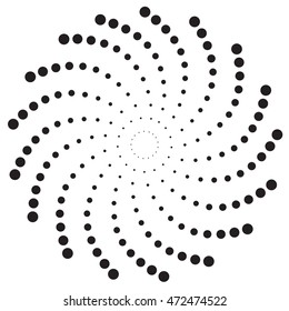 Dots spiral background. Ink drops. Abstract vector object