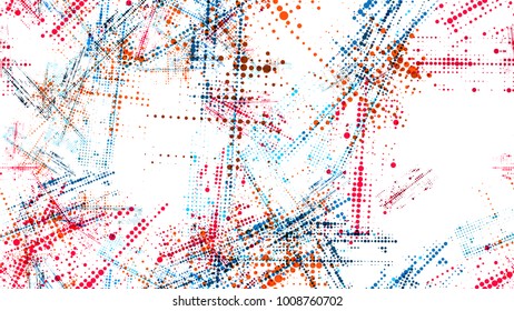 Dots and Spots of Halftone Grunge Background. Distressed Grungy Seamless Pattern Design. Polka Dots Style Texture. Broken, Rusty Print Design Pattern.