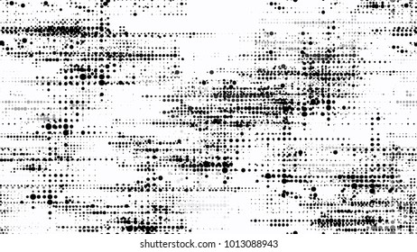 Dots and Spots of Halftone Grunge Background. Rough Grungy Seamless Pattern Design. Dirty Weathered Style Texture. Noise Fashion Print Design Pattern.