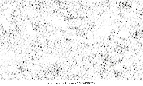 Dots and Spots of Halftone Grunge Background. Retro Spotted Pattern. Overlay Grainy Style Texture. Black and White Noise Fashion Print Design Background.