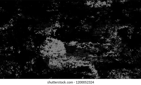 Dots and Spots of Halftone Grunge Background. Cartoon Vintage Pattern. Splatter Style Texture. Black and White Monochrome Print Design Pattern.