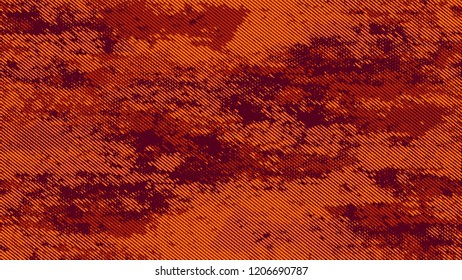 Dots and Spots of Halftone Grunge Background. Cartoon Cracked Noisy Surface Pattern Design. Scatter Style Texture. Orange and Brown Broken, Spotted Print Design Pattern.