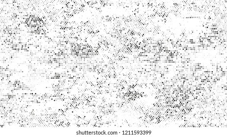 Dots and Spots of Halftone Grunge Background. Cartoon Vintage Pattern. Splatter Style Texture. Black and White Monochrome Print Design Background.