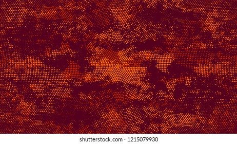 Dots and Spots of Halftone Grunge Background. Distressed Grungy Pattern Design. Dirty Weathered Style Texture. Orange and Brown Noise Fashion Print Design Pattern.