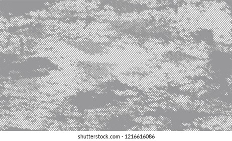 Dots and Spots of Halftone Grunge Background. Vintage Dirty Dotted Pattern. Dirty Weathered Style Texture. White and Gray Noise Fashion Print Design Pattern.