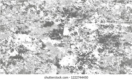 Dots and Spots of Halftone Grunge Background. Vintage Dirty Dotted Pattern. Overlay Grainy Style Texture. Black and White Broken, Spotted Print Design Background.