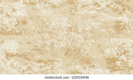 Dots and Spots of Halftone Grunge Background. Retro Spotted Pattern. Splatter Style Texture. Beige Monochrome Print Design Pattern.