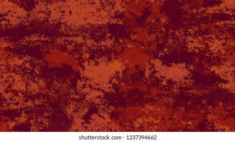 Dots and Spots of Halftone Grunge Background. Vintage Dirty Dotted Pattern. Overlay Grainy Style Texture. Orange and Brown Monochrome Print Design Pattern.