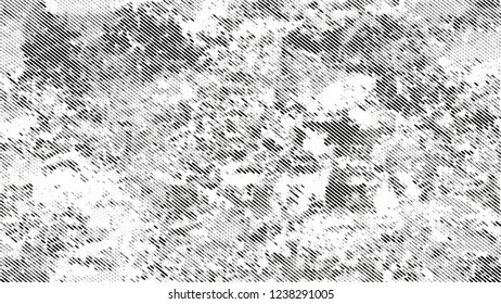 Dots and Spots of Halftone Grunge Background. Vintage Dirty Dotted Pattern. Splatter Style Texture. Black and White Noise Fashion Print Design Pattern.