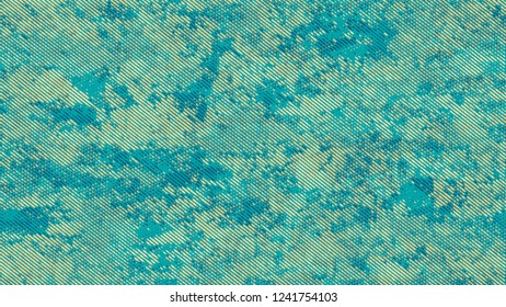 Dots and Spots of Halftone Grunge Background. Vintage Dirty Dotted Pattern. Splatter Style Texture. Turquoise and Beige Monochrome Print Design Background.