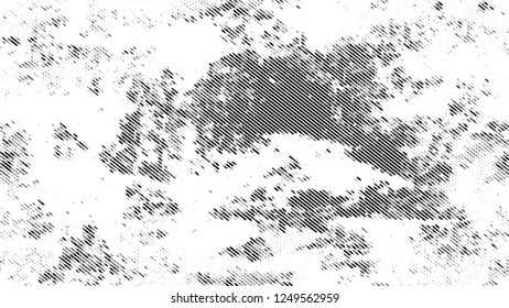 Dots and Spots of Halftone Grunge Background. Cartoon Vintage Pattern. Dirty Weathered Style Texture. Black and White Monochrome Print Design Pattern.