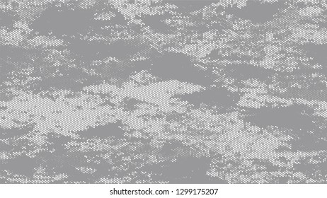 Dots and Spots of Halftone Grunge Background. Cartoon Retro Vector Pattern. Polka Dots Style Texture. White and Gray Broken, Spotted Print Design Pattern.