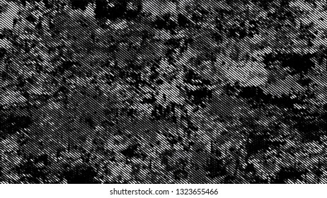 Dots and Spots of Halftone Grunge Background. Rough Grungy Pattern Design. Polka Dots Style Texture. Black and White Broken, Spotted Print Design Pattern.