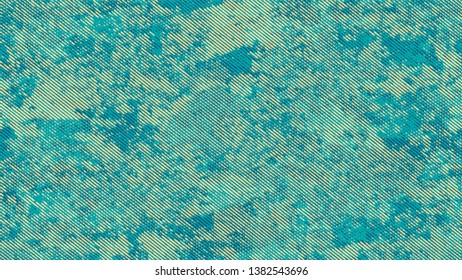 Dots and Spots of Halftone Grunge Background. Cartoon Retro Vector Pattern. Scatter Style Texture. Turquoise and Beige Noise Fashion Print Design Pattern.