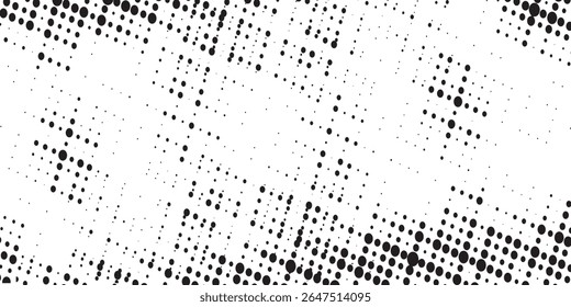 Dots and Spots of Halftone Grunge Background. Distressed Grungy Seamless Pattern Design.
