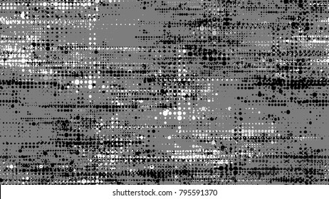 Dots and Spots of Halftone Grunge Background. Vintage Dirty Dotted Seamless Pattern. Overlay Grainy Style Texture. Broken, Rusty Print Design Background.