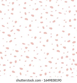 Dots, spots, ovals and circles with hand drawn marks, vector repeated texture. Abstract pastel pattern. Light pink colors, background. 