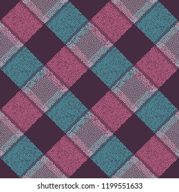 Dots stripes vector seamless pattern. Abstract dotted lattice background. Scottish cell modern texture for surface design, textile, wrapping paper, wallpaper, phone case print, fabric.