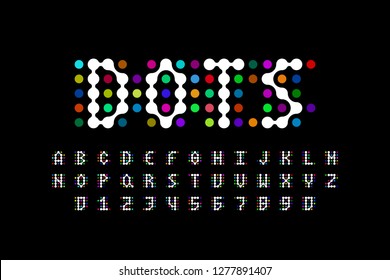 Dots style font design, alphabet letters and numbers vector illustration