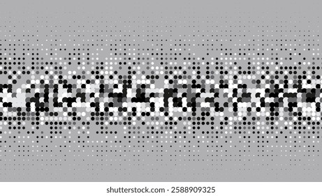 Dots Texture. Modern Shapes In Tech Layout. Young Brand In Minimalistic Frame. Greyscale Graphic Flyer. Minimalist Black Background. Geometric White Pattern. Trendy Dots Texture