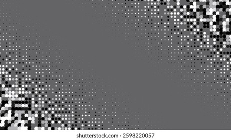 Dots Texture. Summer Art In Minimal Design. Dynamic Elements In 2d Presentation. Greyscale Halftone Flyer. Minimalist White Pattern. Geometric Grey Poster. Trendy Dots Texture