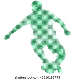 Dots that form A soccer football player is kicking the ball