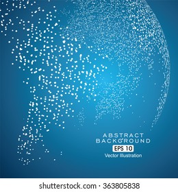 Dots three-dimensional map of the world, abstract graphics.