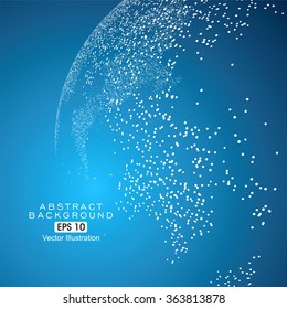 Dots three-dimensional map of the world, abstract graphics.