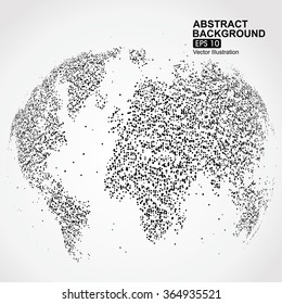 Dots three-dimensional map of the world, abstract graphics.