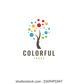 dots tree plant colorful modern logo design vector icon illustration