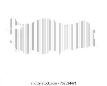 Dots turkey map on white background.Abstract mash line and point scales on dark background with map of Japan. Wire frame mesh polygonal network line, design sphere, dot and structure. Vector.