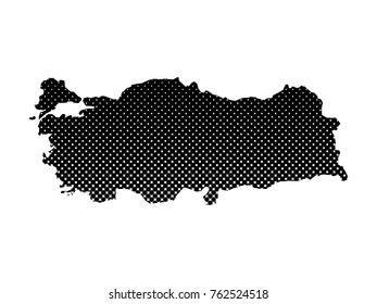 Dots turkey map on white background.Abstract mash line and point scales on dark background with map of Japan. Wire frame mesh polygonal network line, design sphere, dot and structure. Vector.