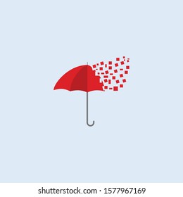 Dots Umbrella Rain Protection Logo Design. Weather Forecast Umbrella Logo Design.