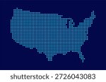 Dots US America Map Vector Illustration Blue Color