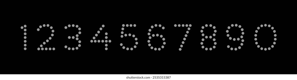 Dots vector creative color geometry shapes' numerals. font alphabet vector illustrations.
