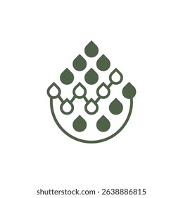 dots water drop with statistic chart icon inside logo design illustration