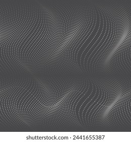 Patrón de líneas onduladas de puntos. Líneas digitales monocromas de fondo negro. Adorno texturizado de rayas de patrón sin costura para banner, fondo de negocios, papel de embalaje, textil.