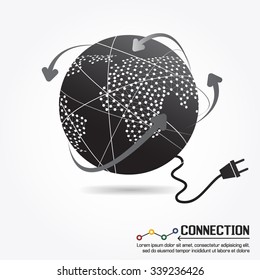 Dots with world map connections