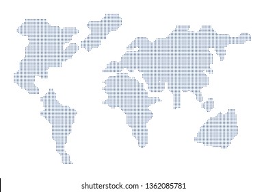Dots world map on white background. Vector illustration of a flat style design.