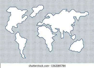 Dots world map on white background. Vector illustration of a flat style design.