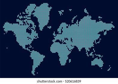 Dots World Map. Vector Illustration.