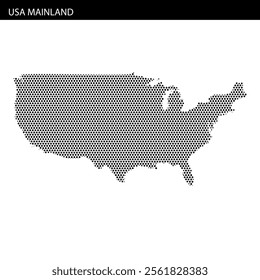 A dot-style illustration outlines the geographical boundaries of the United States, including Alaska and Hawaii.