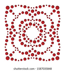 Dotted Abstract Background for laser cutting. Abstract swirl form with dots. Template for cut of dots. Decor rosette of points multiple size. Vector copy.