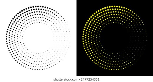 Dotted abstract circle geometric shape. Dots round circle shape.