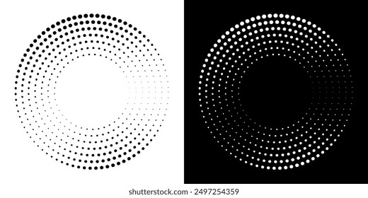 Dotted abstract circle geometric shape. Dots round circle shape.