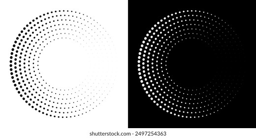Dotted abstract circle geometric shape. Dots round circle shape.